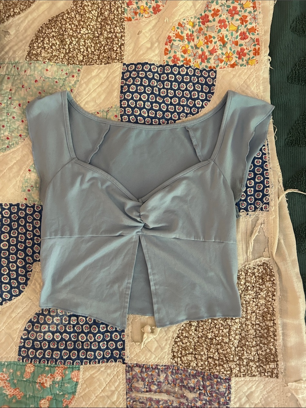 Light Blue Twist-Front Women's Top